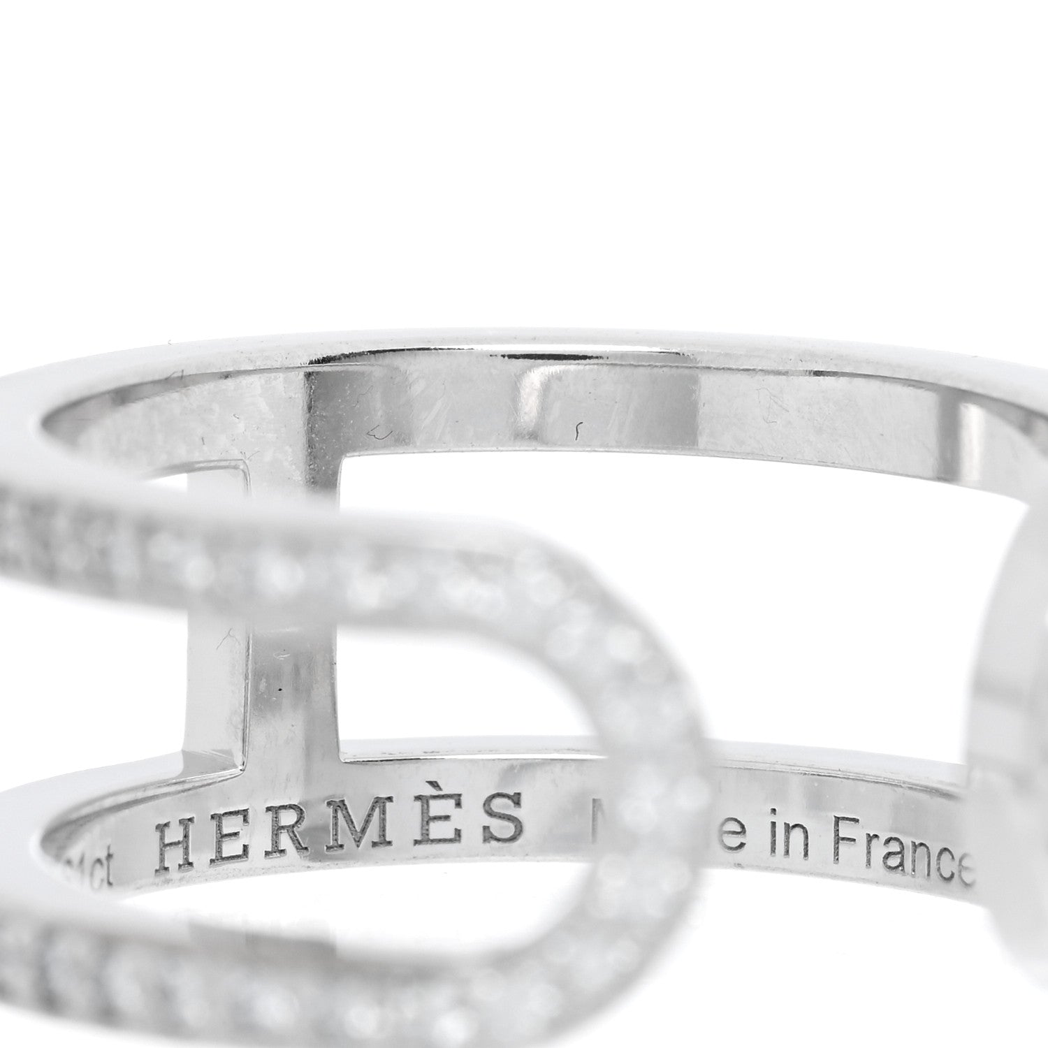 Hermes 18K White Gold Diamond MM Ever Chaine D'Ancre Ring 52 6 4 of 5