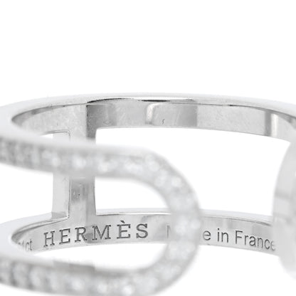 Hermes 18K White Gold Diamond MM Ever Chaine D'Ancre Ring 52 6 4 of 5