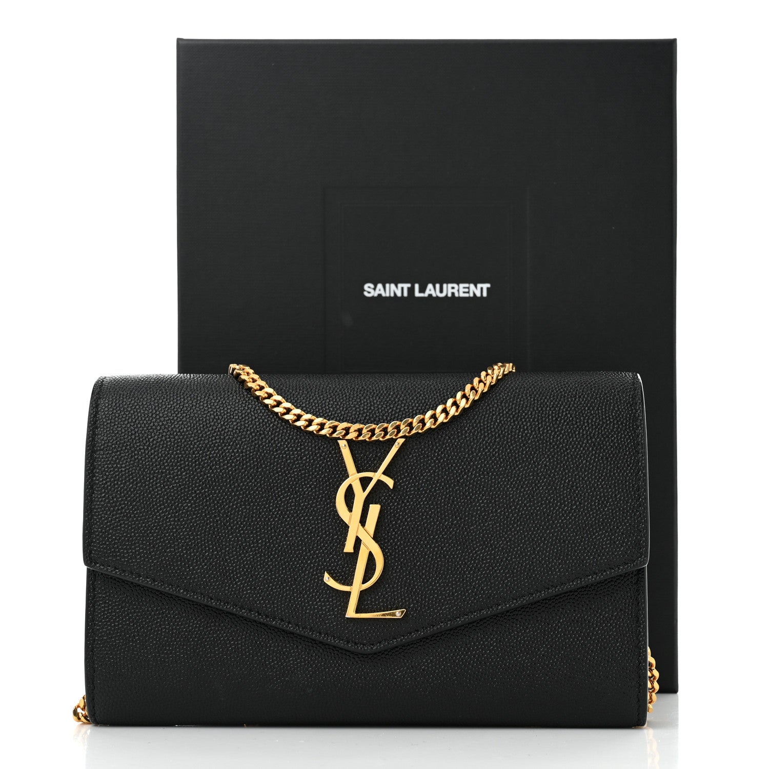 Saint Laurent Grain de Poudre Uptown Chain Wallet Black 10 of 10