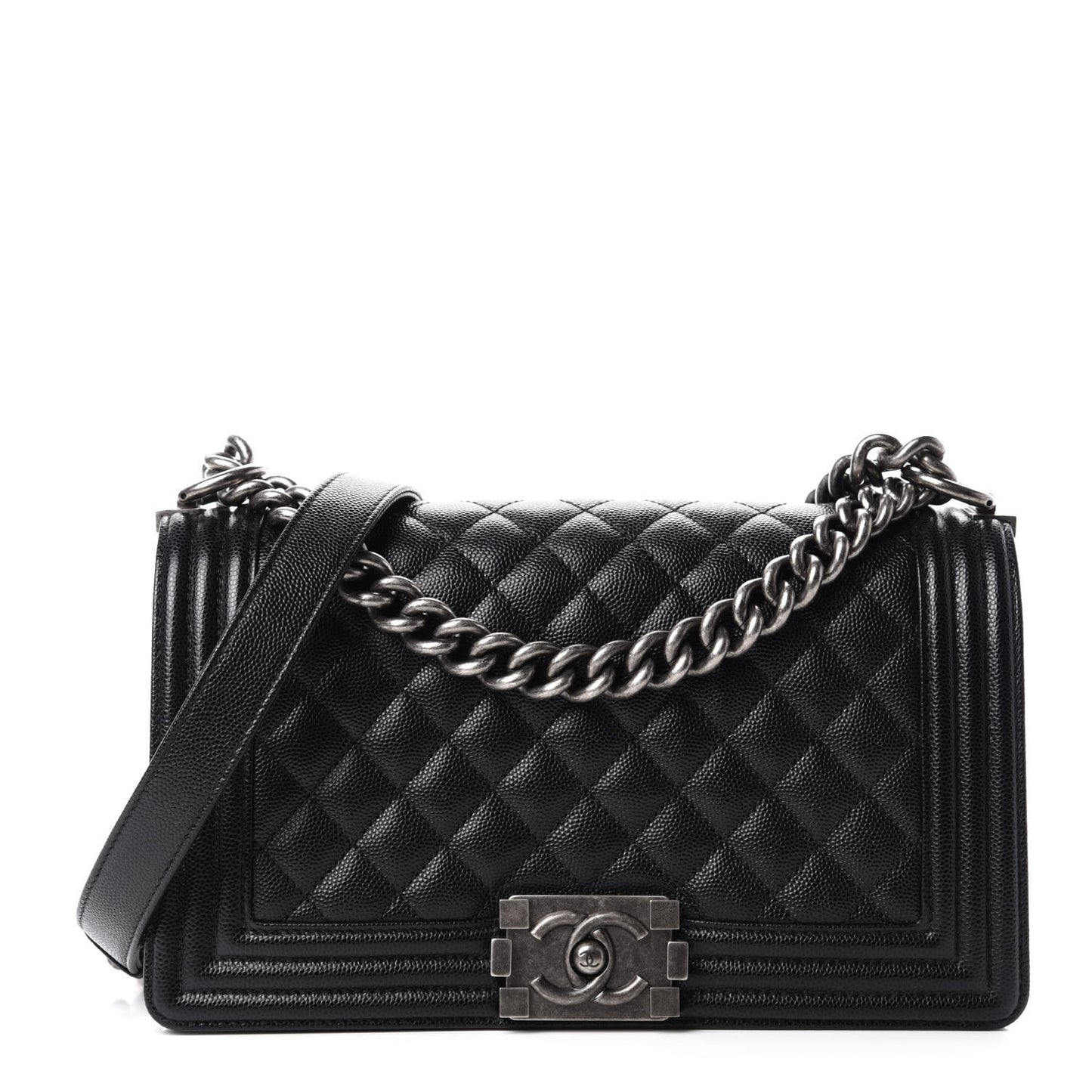 Caviar Quilted Medium Boy Flap Black