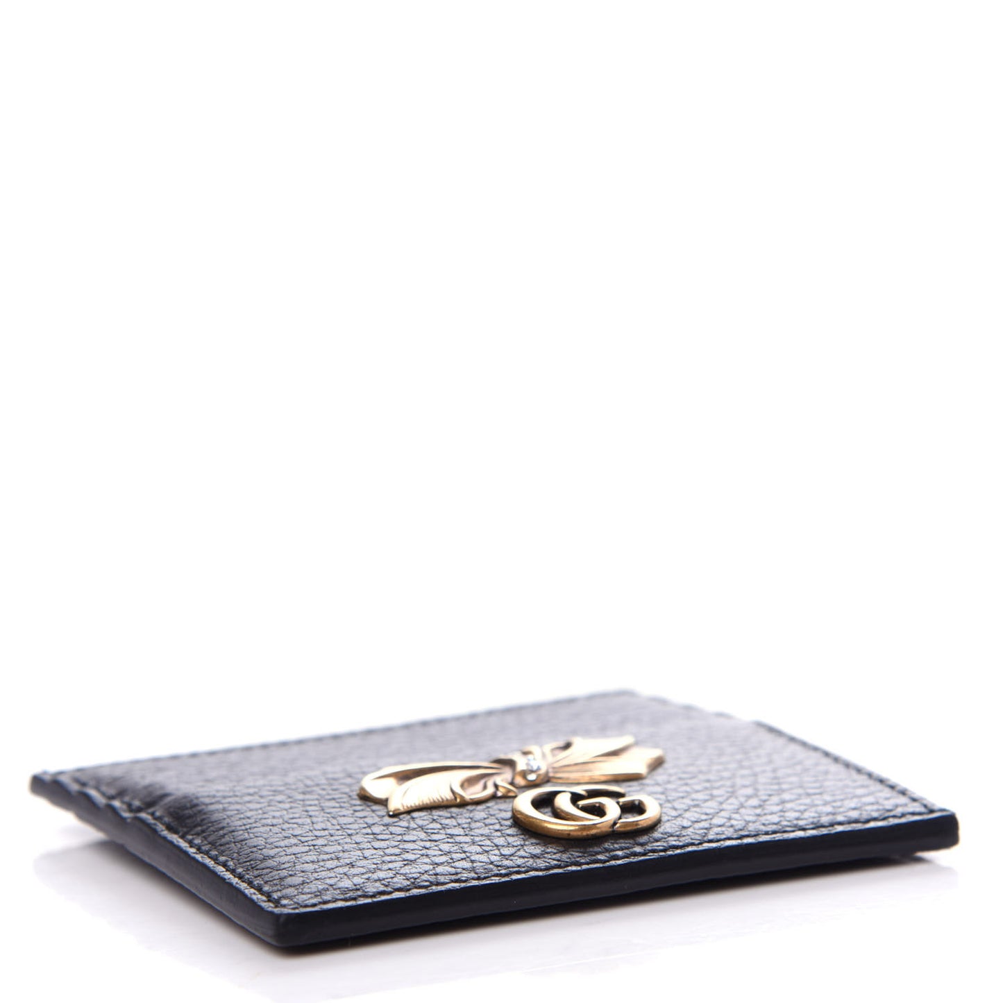 Calfskin GG Marmont Bow Card Holder Black