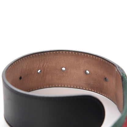 Gucci Nylon Calfskin Double G Web 40mm Belt 75 30 Green Red Black 6 of 8
