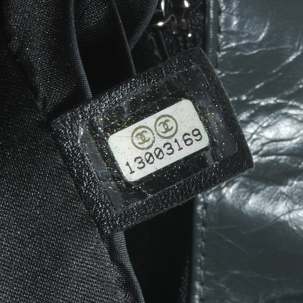 Glazed Calfskin Twisted Maxi Flap Grey