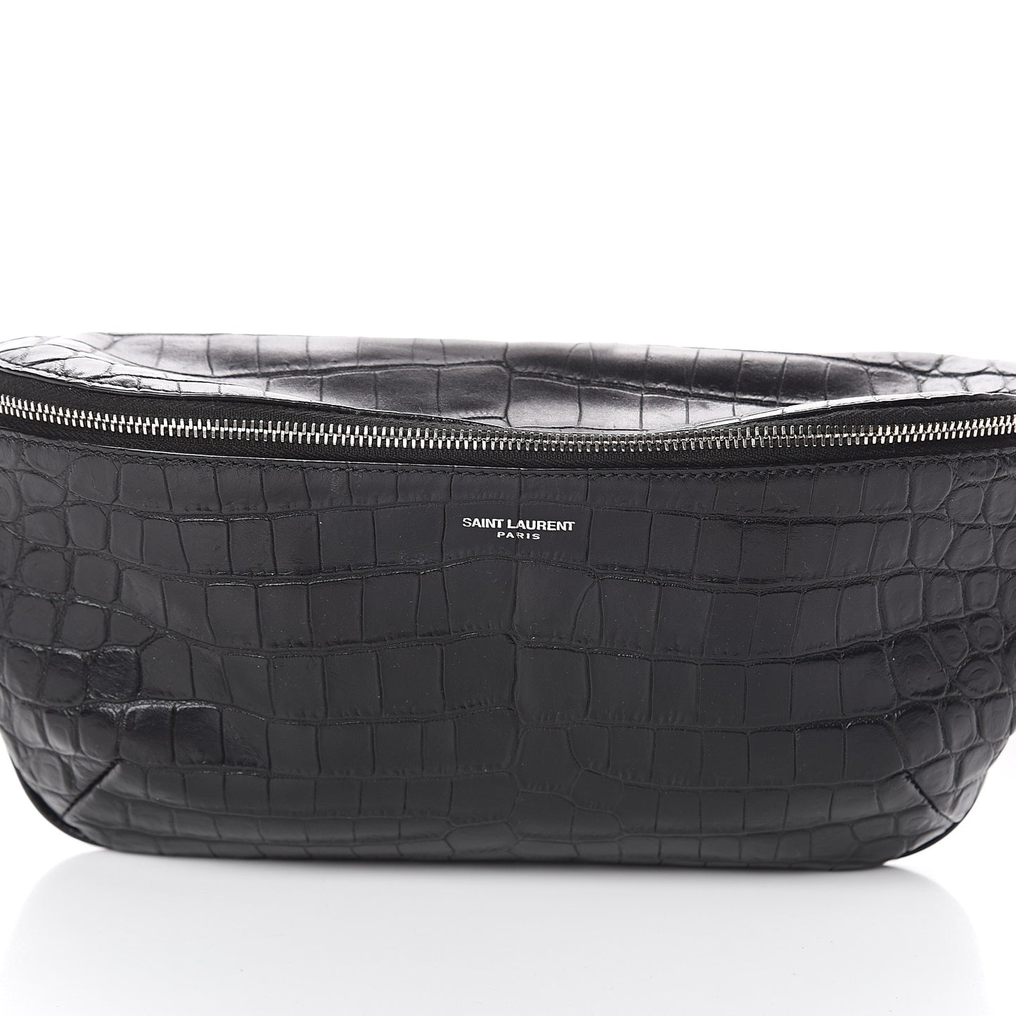 Calfskin Crocodile Embossed Monogram Belt Bag Black