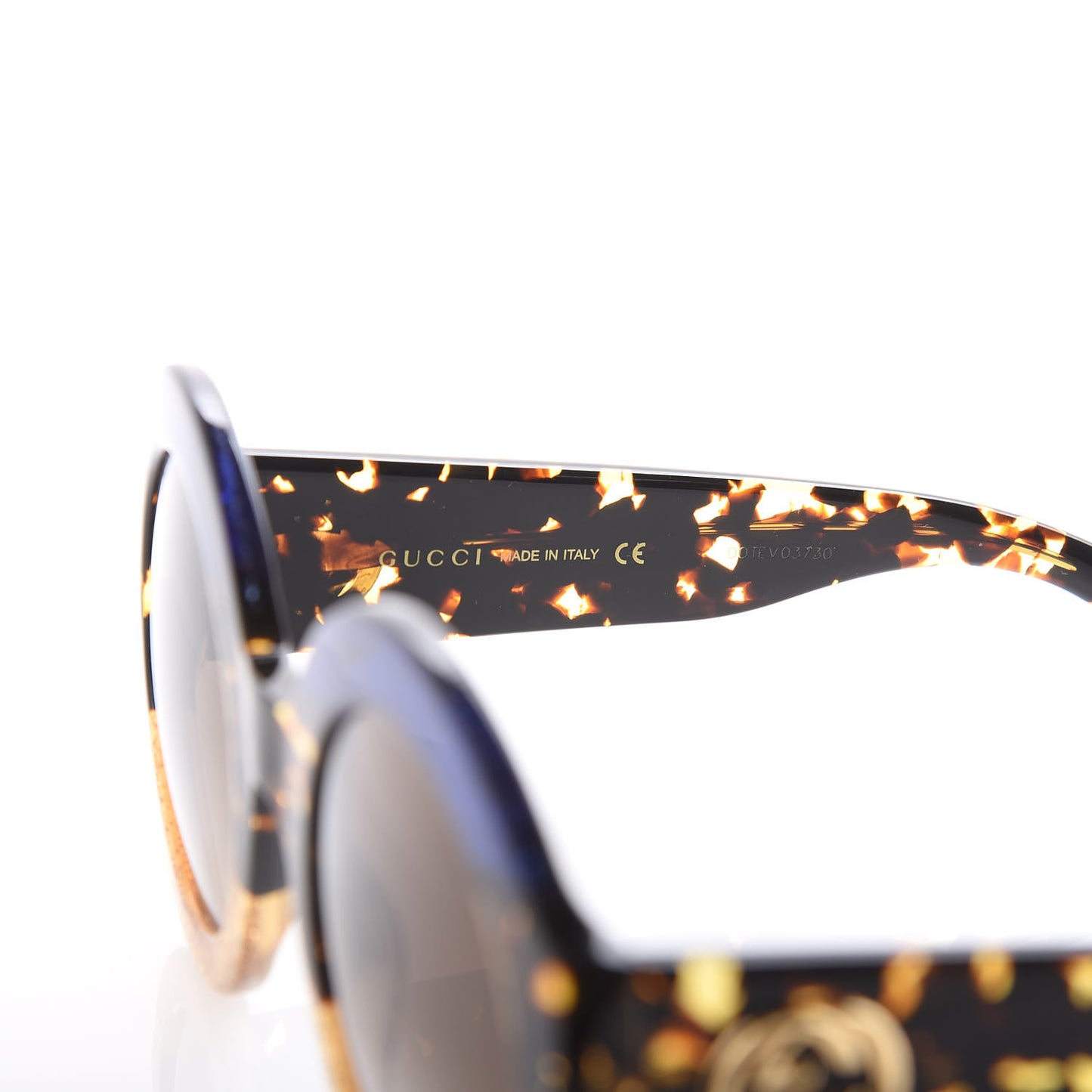 Acetate Round GG0084S Sunglasses Glitter Blue Multi