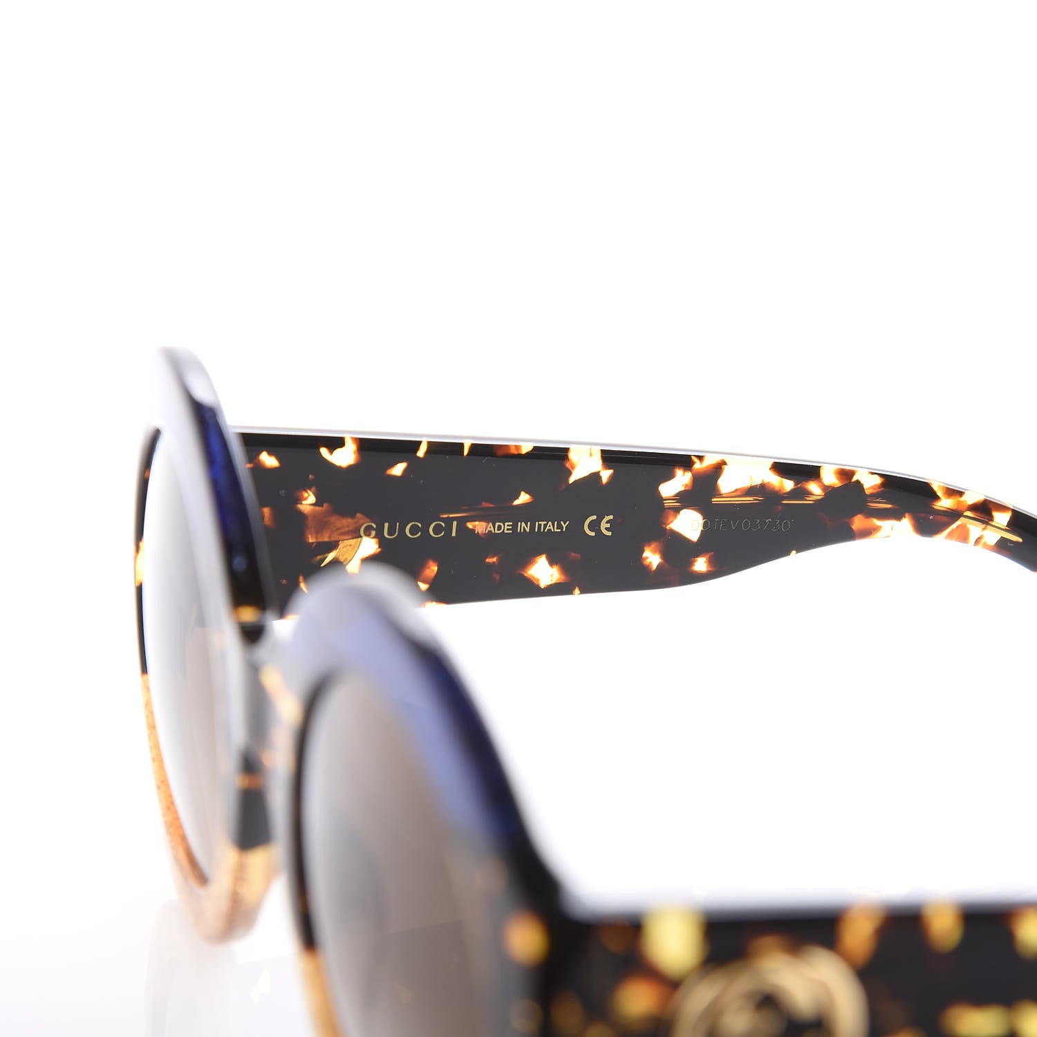 Gucci Acetate Round GG0084S Sunglasses Glitter Blue Multi 6 of 7