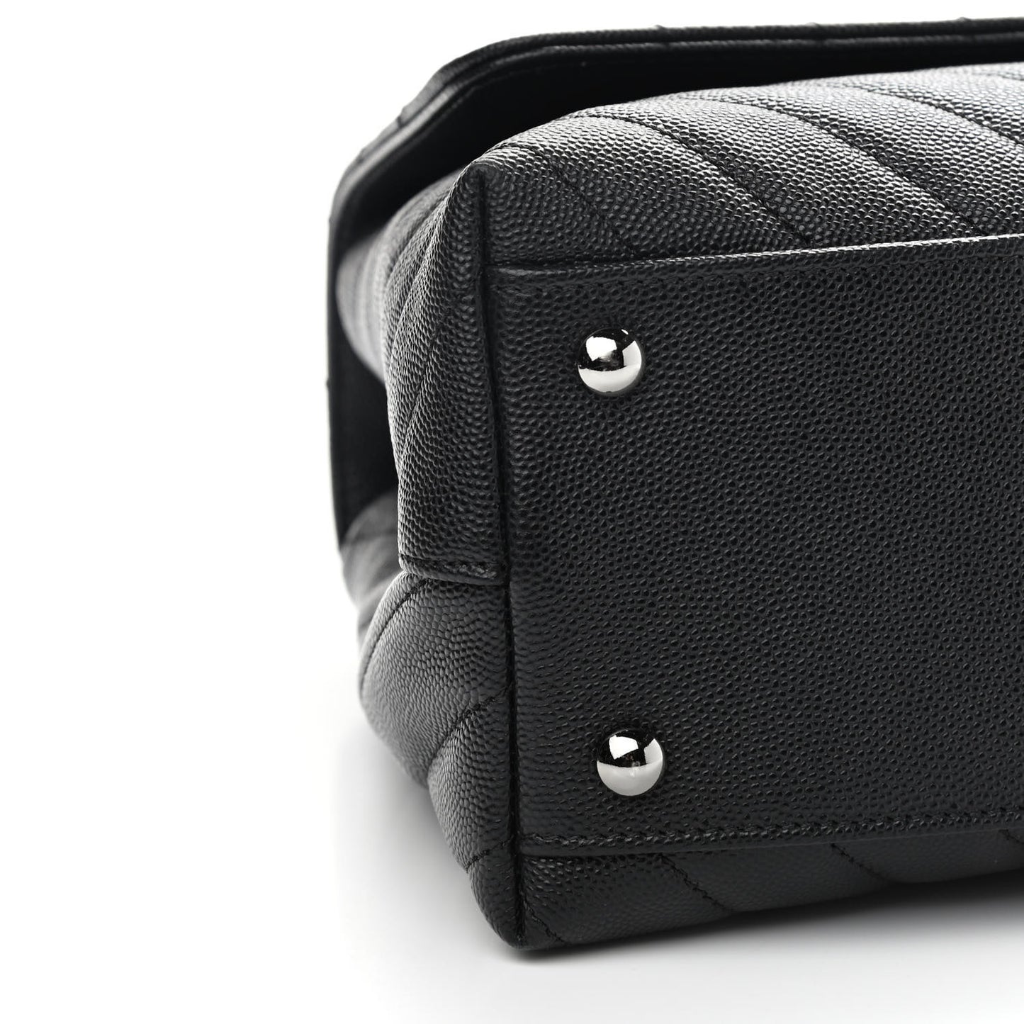 Caviar Chevron Quilted Small Coco Handle Flap Black