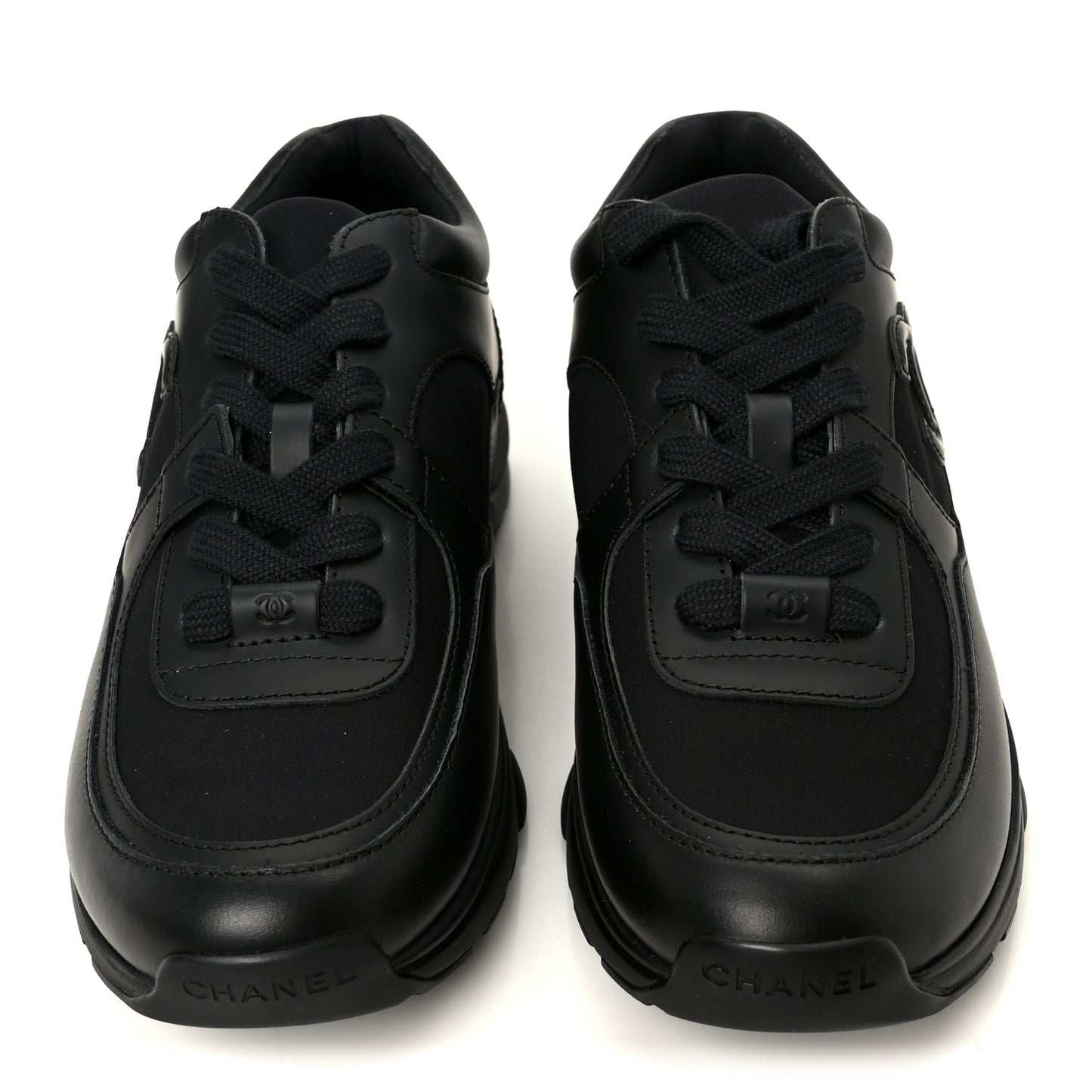 Lambskin Fabric CC Sneakers 39 Black