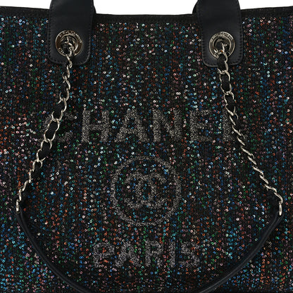 Chanel Calfskin Sequin Small Deauville Tote Black 8 of 10