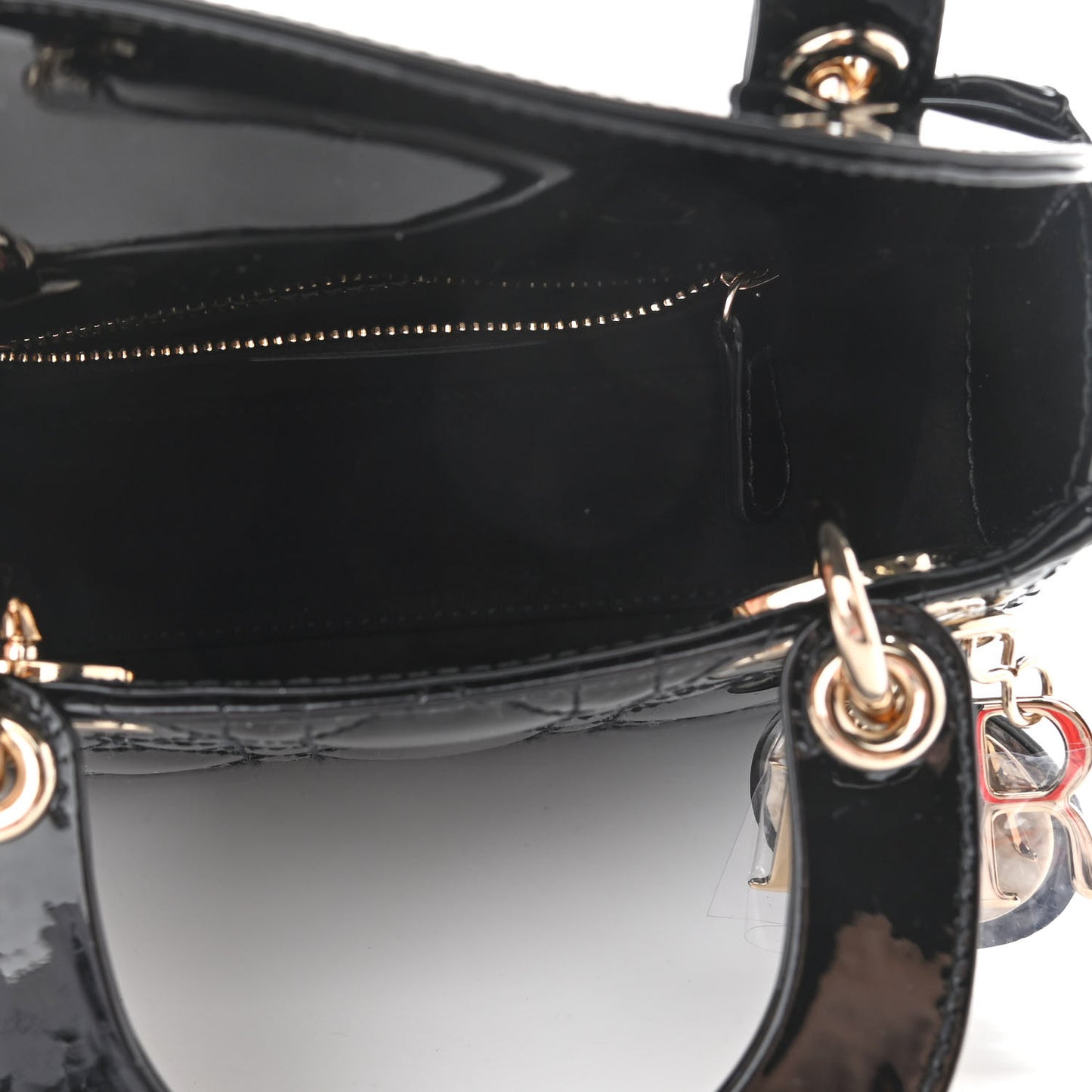 Patent Cannage Mini Lady Dior Black