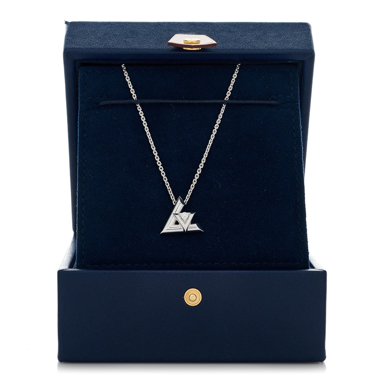 Louis Vuitton 18K White Gold Diamond Large LV Volt One Pendant Necklace 6 of 6