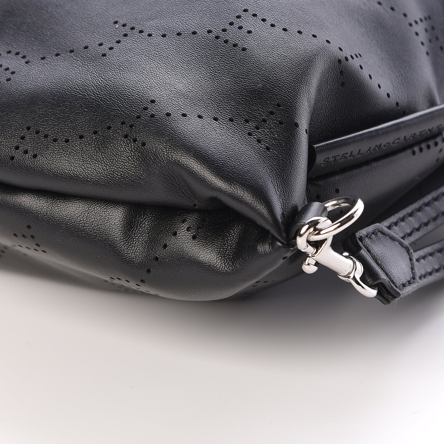 Eco Alter Nappa Perforated Logo Drawstring Backpack Black