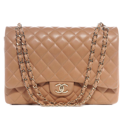 Chanel Lambskin Quilted Maxi Double Flap Beige 1 of 8
