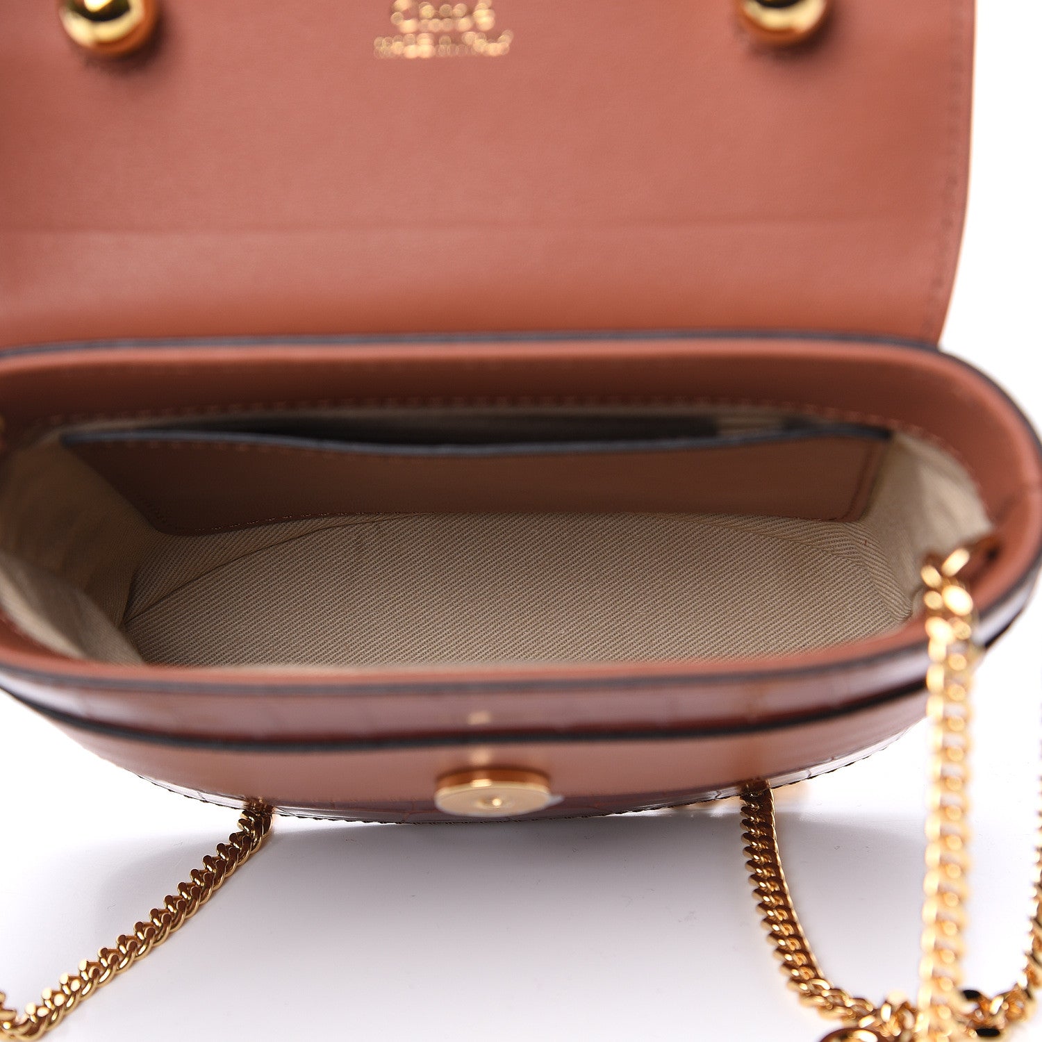 Chloe Calfskin Crocodile Embossed Small Aby Lock Chestnut Brown 5 of 8