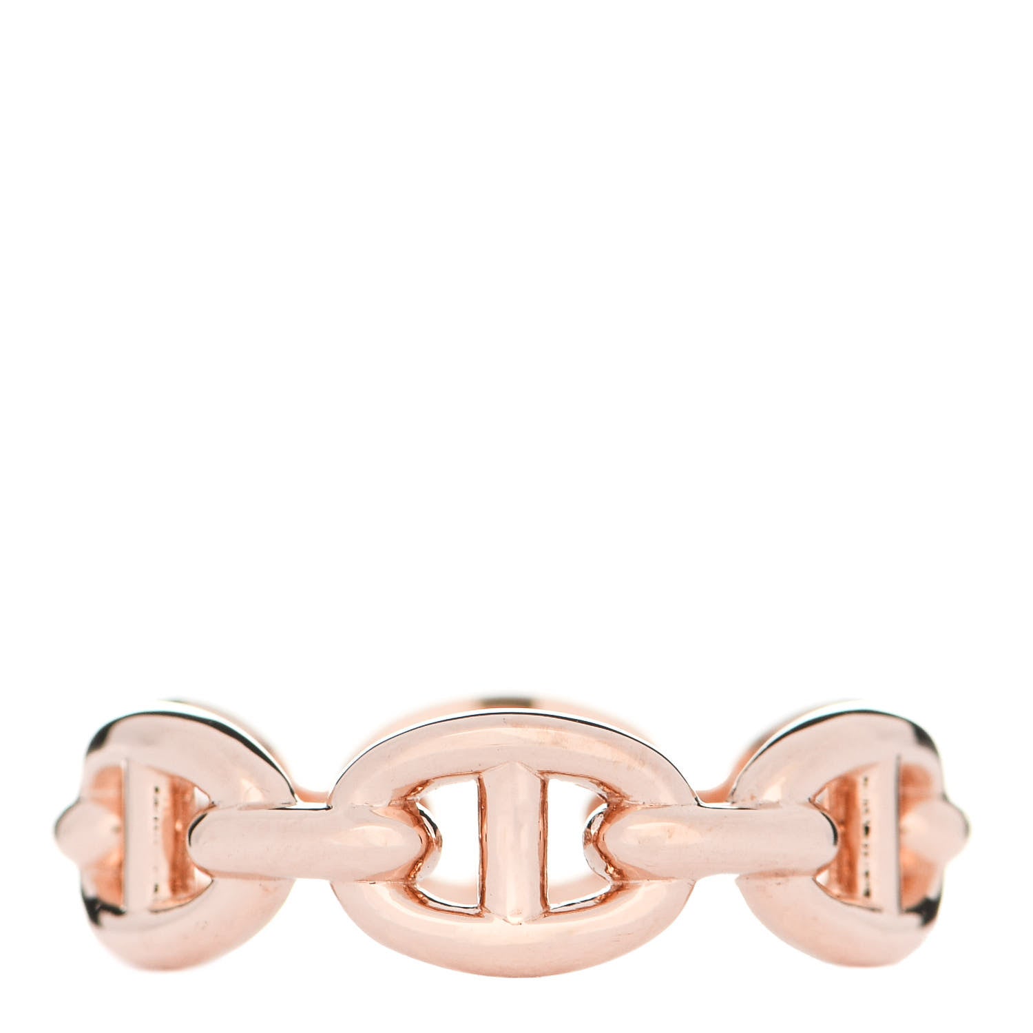 Hermes 18K Rose Gold PM Chaine D'Ancre Enchainee Ring 51 5.75 1 of 9
