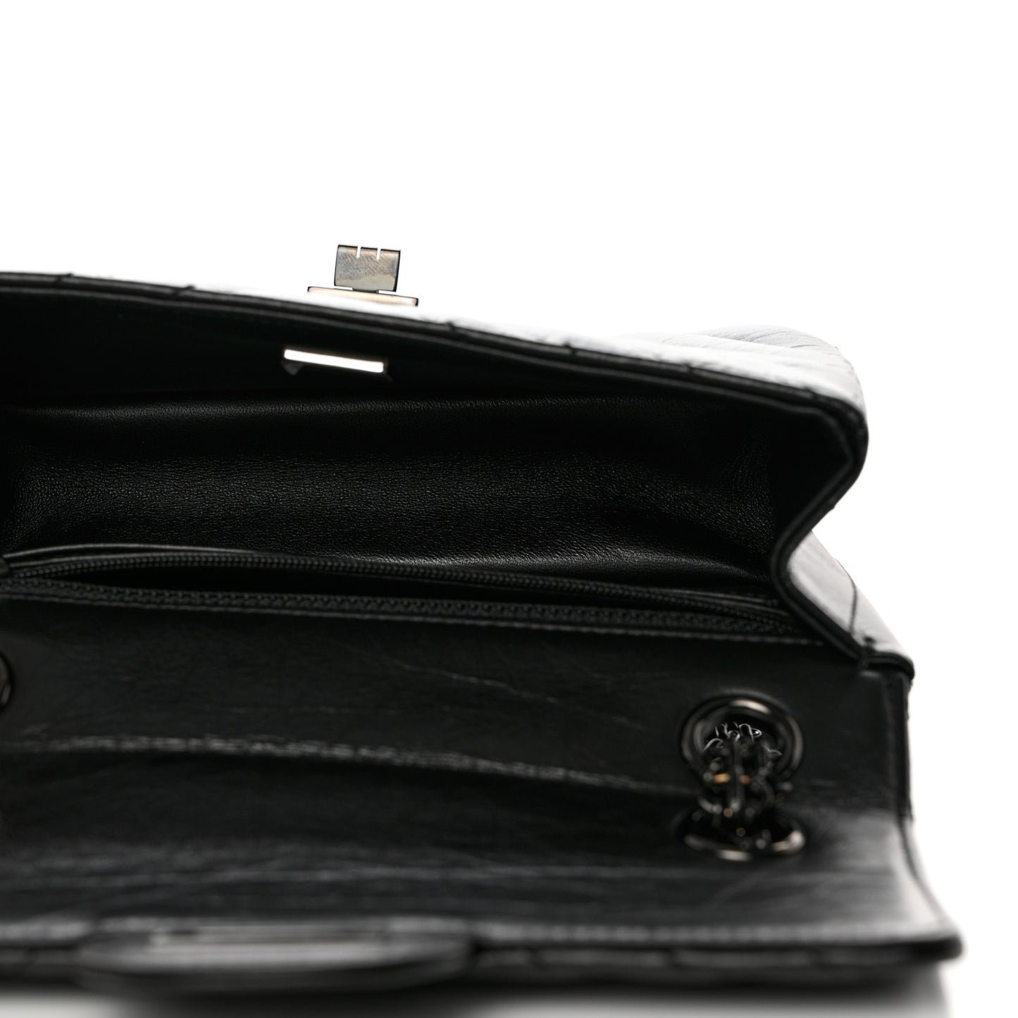 Aged Calfskin Chevron Quilted 2.55 Reissue Mini Flap So Black