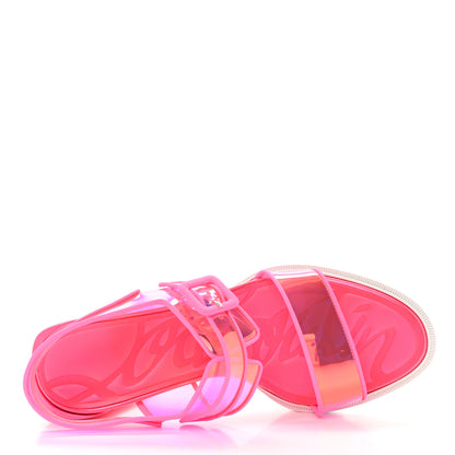 Christian Louboutin PVC Loubi Duniss 100 Lug Sole Sandals 38 Fluo Pink 6 of 9