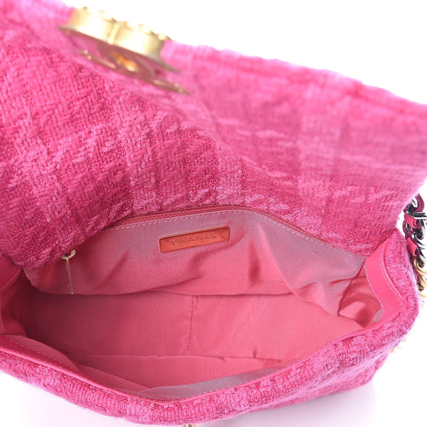 Chanel Tweed Quilted Medium Chanel 19 Flap Pink 5 of 10