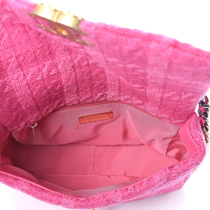 Chanel Tweed Quilted Medium Chanel 19 Flap Pink 5 of 10