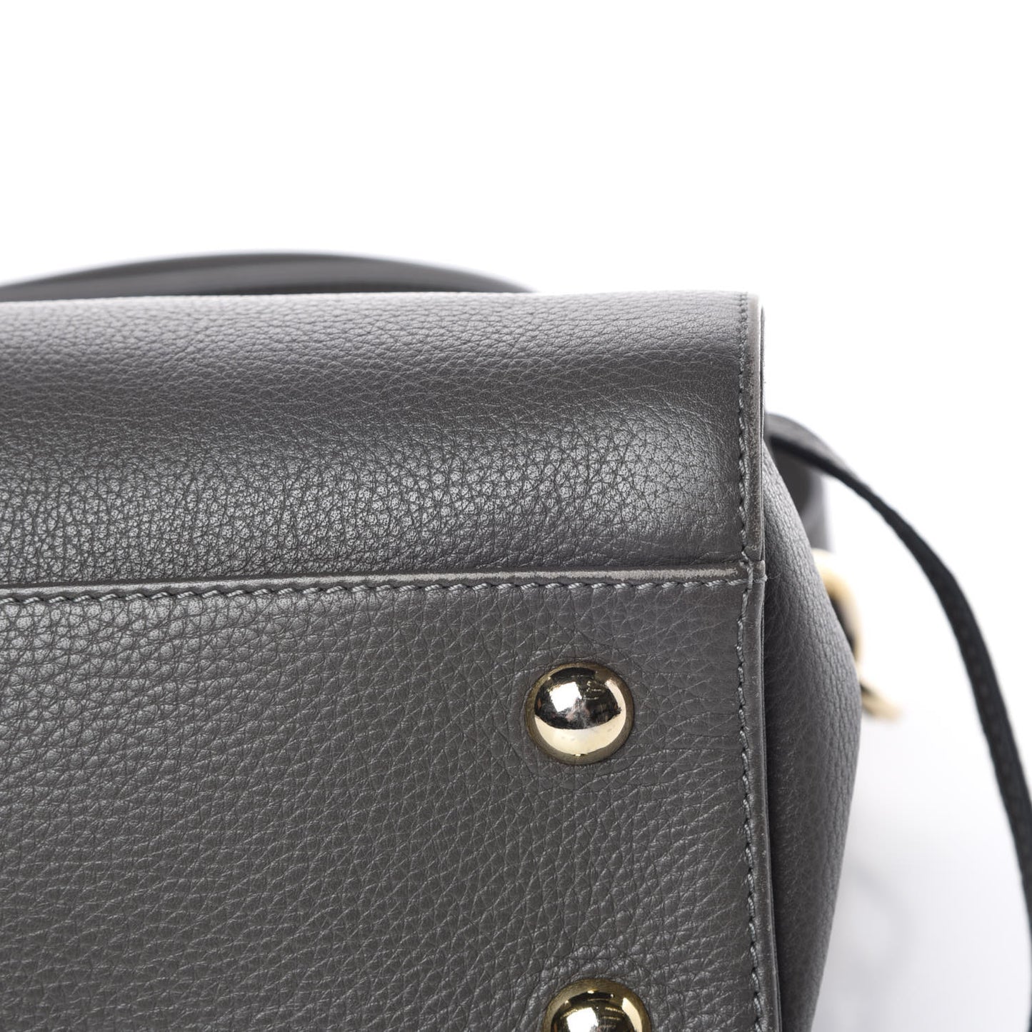 Grainy Calfskin Large Rosalie Satchel Grey