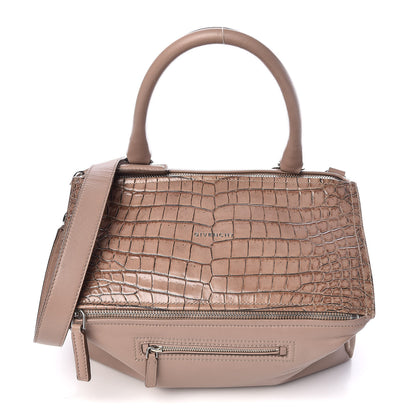 Givenchy Calfskin Crocodile Embossed Medium Pandora Taupe 1 of 10