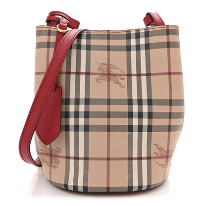 Burberry Haymarket Check Colours Small Lorne Bucket Crossbody Poppy Red 1 of 12