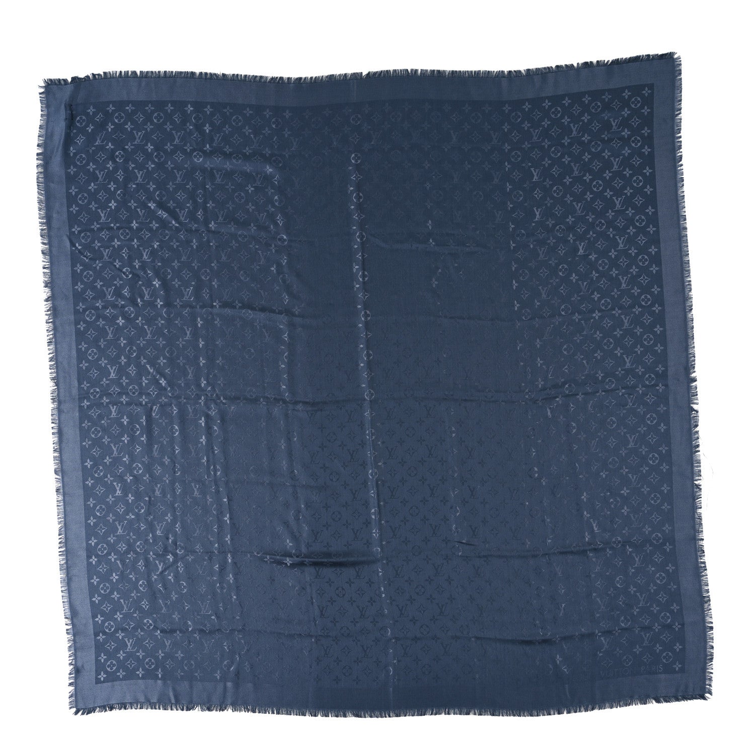 Louis Vuitton Monogram Silk Wool Shine Shawl Night Blue 1 of 6