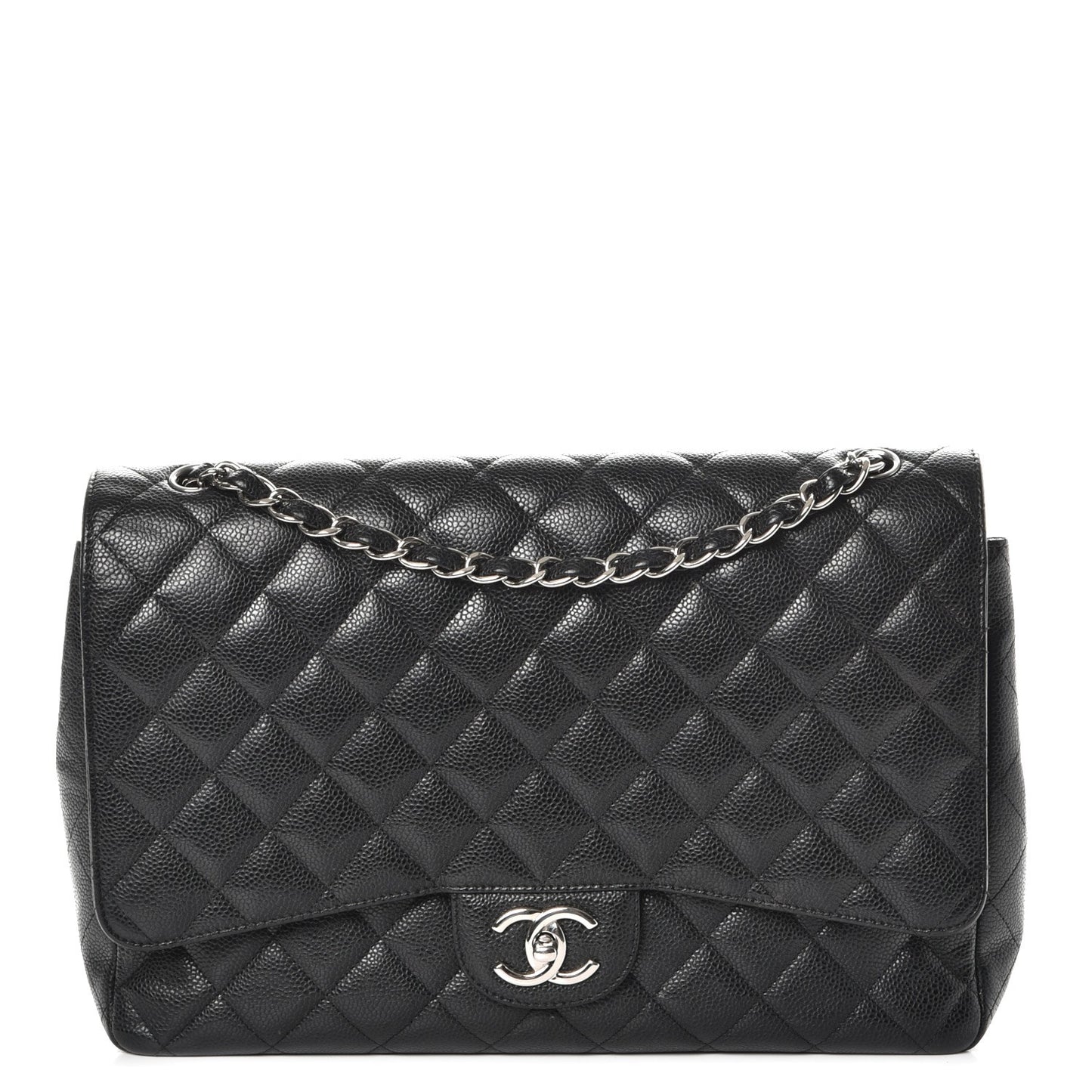 Caviar Quilted Maxi Double Flap Black