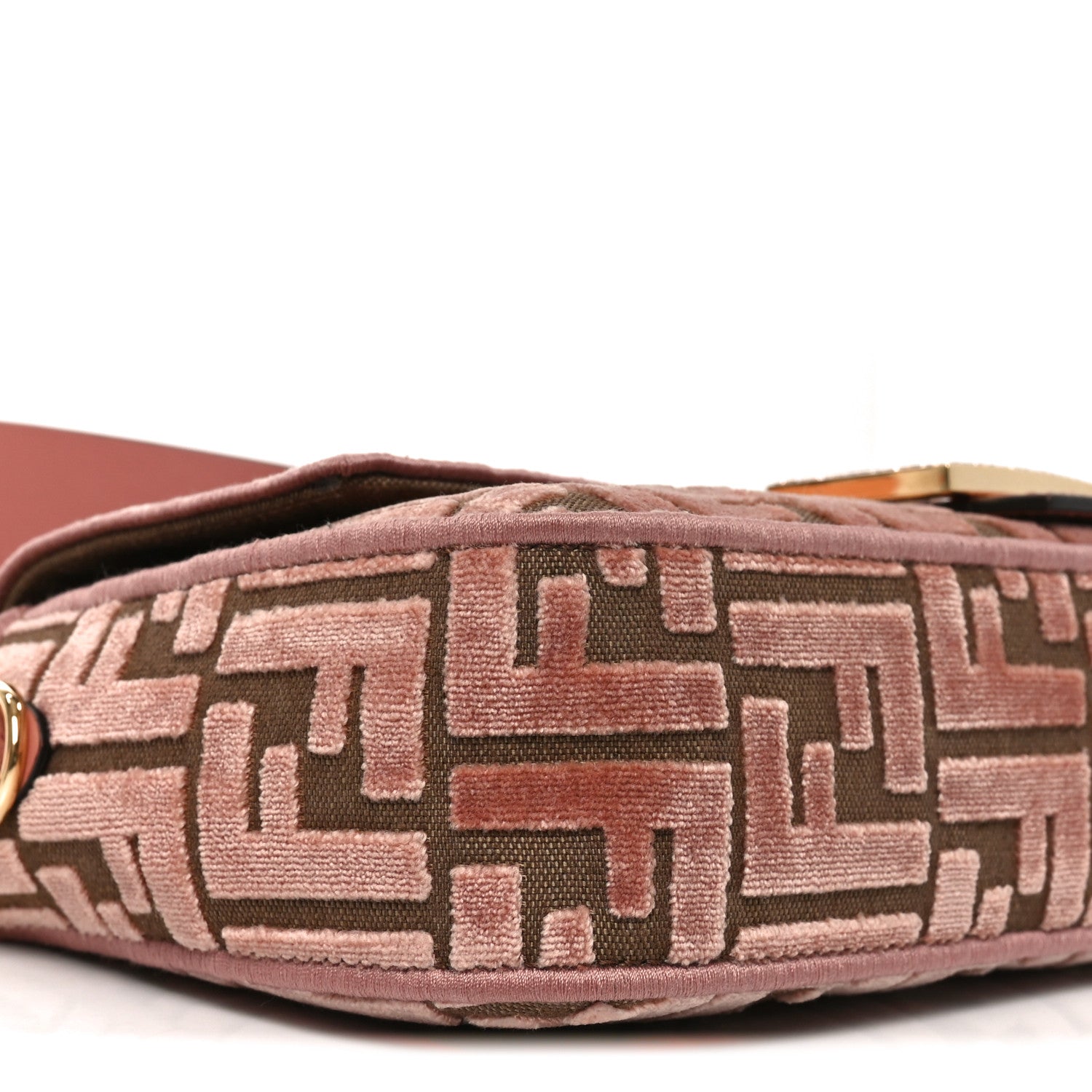 Fendi Velvet Jacquard Crystal FF Baguette Macaron 9 of 10