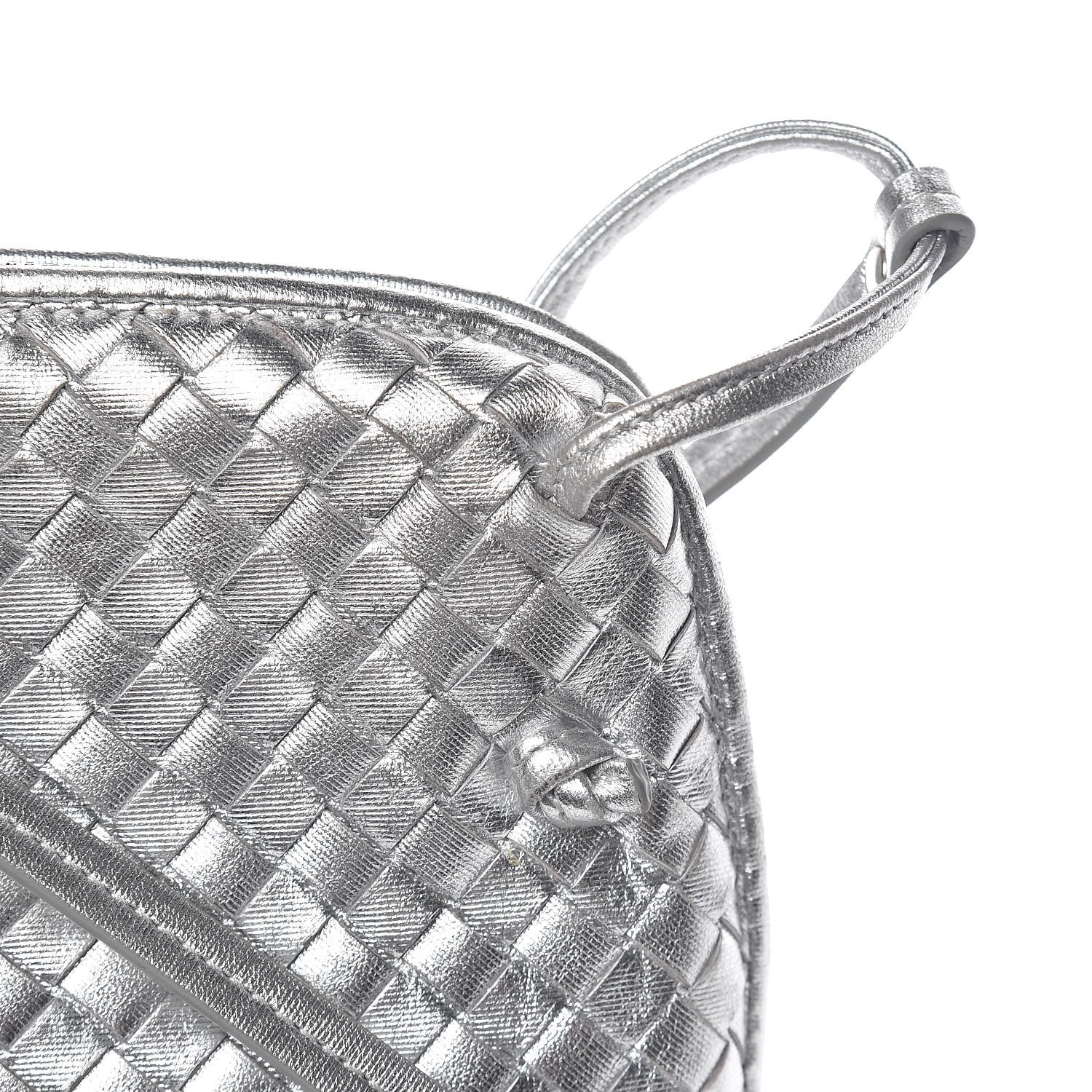 Bottega Veneta Metallic Grosgrain Intrecciato Nodini Crossbody Messenger Silver 11 of 15