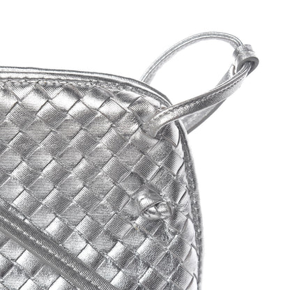 Bottega Veneta Metallic Grosgrain Intrecciato Nodini Crossbody Messenger Silver 11 of 15