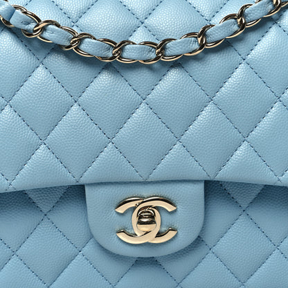 Chanel Caviar Quilted Medium Double Flap Light Blue 8 of 10