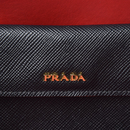 Prada Saffiano Cuir Large Double Bag Black Fuoco 7 of 14