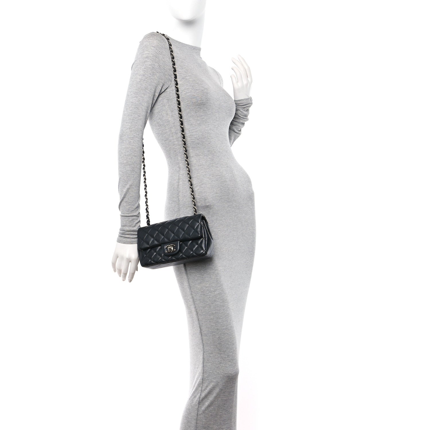 Chanel Lambskin Quilted Mini Rectangular Flap Black 2 of 12