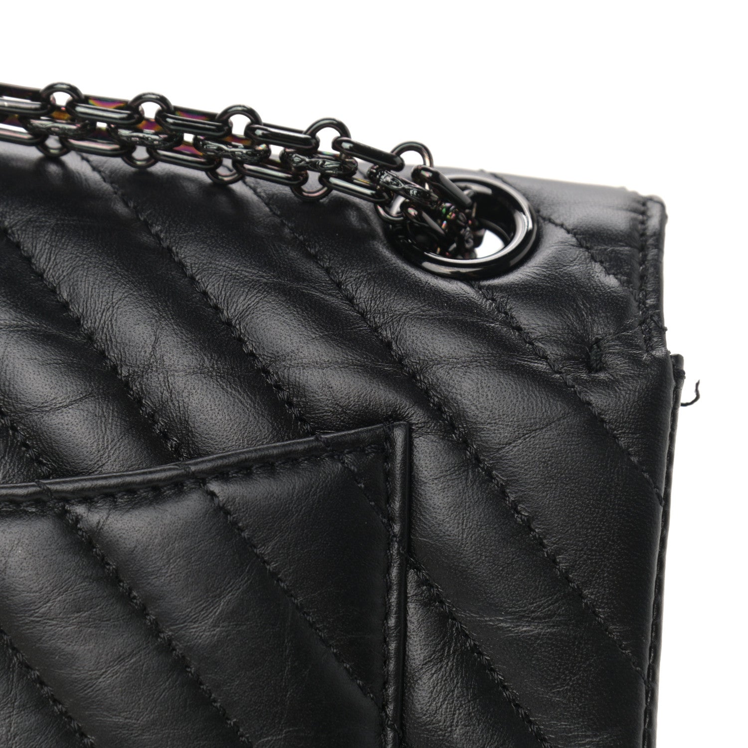 Chanel Aged Calfskin Chevron Quilted 2.55 Reissue Mini Flap So Black 11 of 12