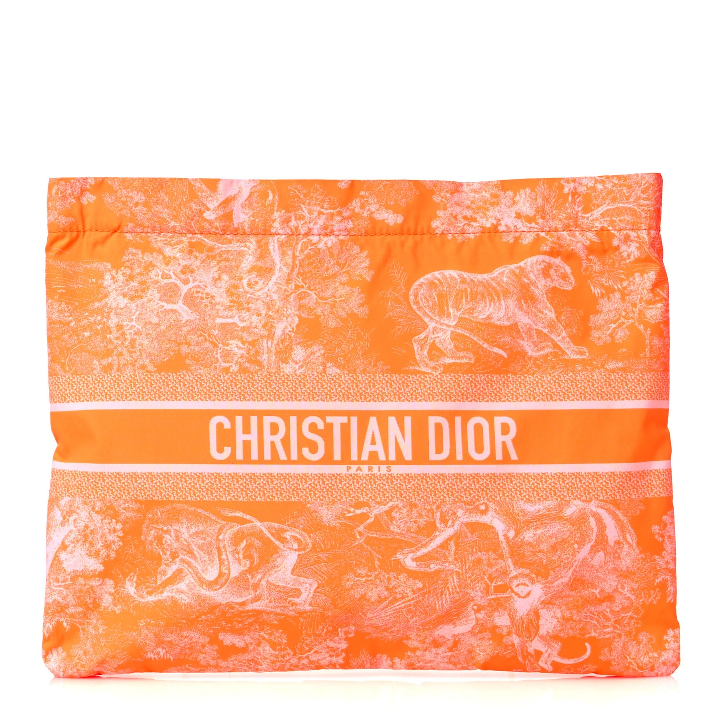 Embroidered Toile De Jouy Diortravel Zipped Pouch Orange