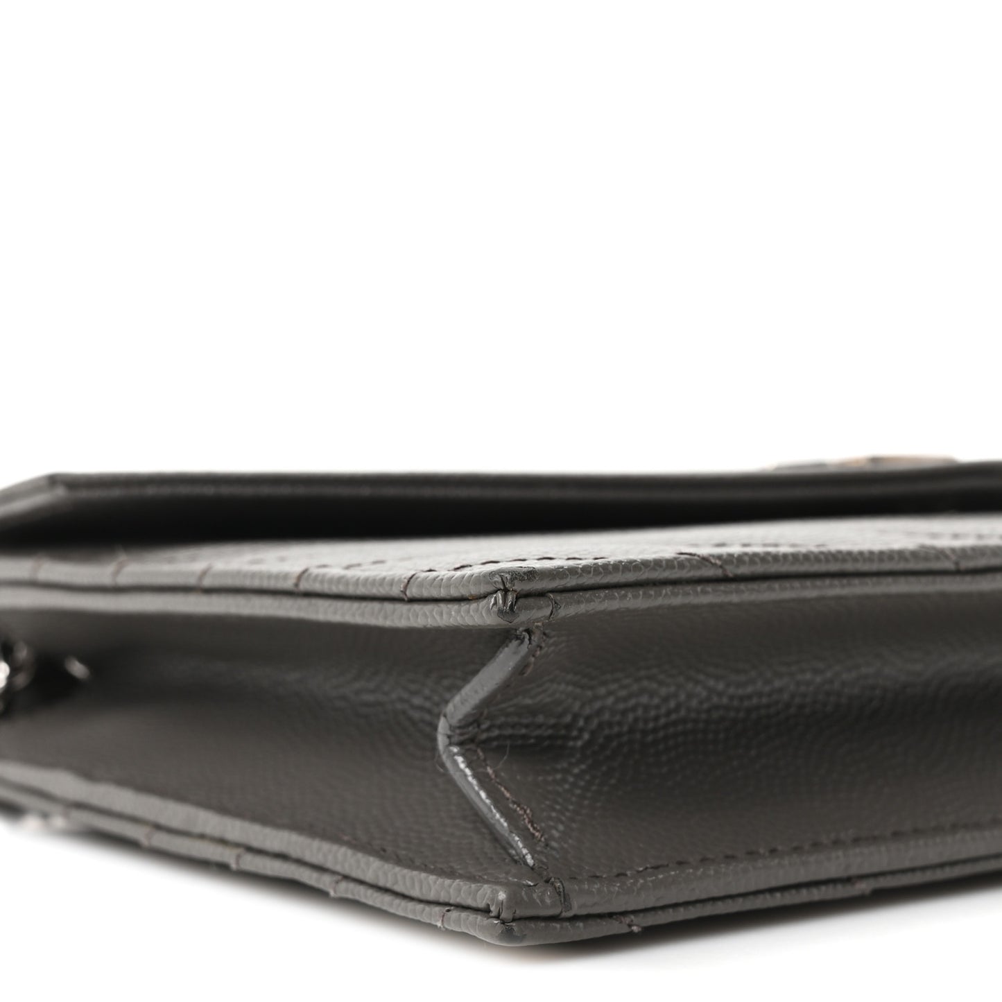 Grain De Poudre Matelasse Chevron Monogram Envelope Chain Wallet Coal