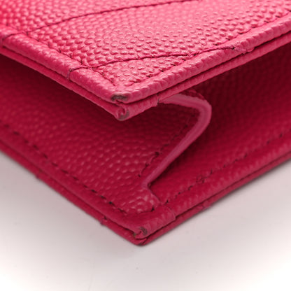 Saint Laurent Grain De Poudre Matelasse Chevron Monogram Envelope Chain Wallet Bubblegum 10 of 10