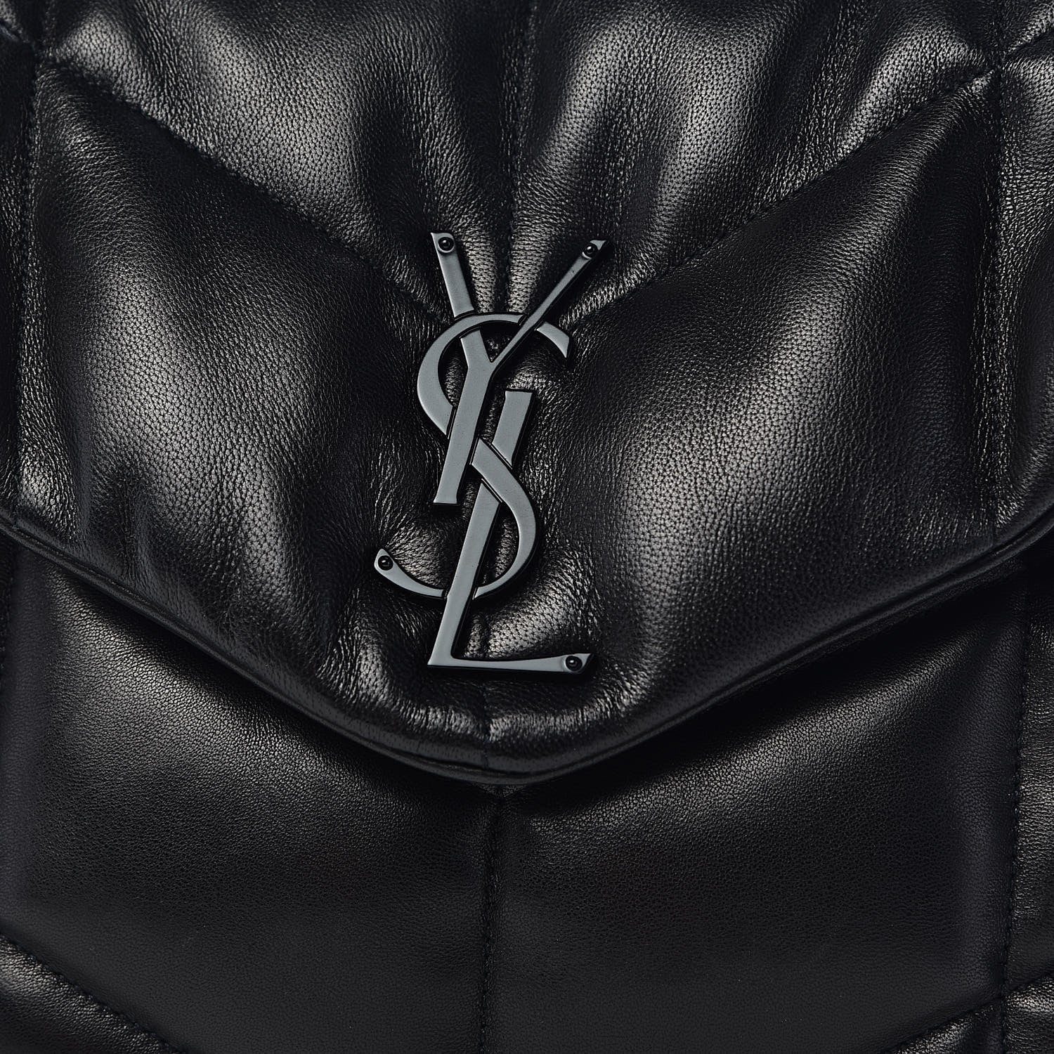 Saint Laurent Lambskin Quilted Medium Loulou Puffer Monogram Chain Satchel Black 10 of 11