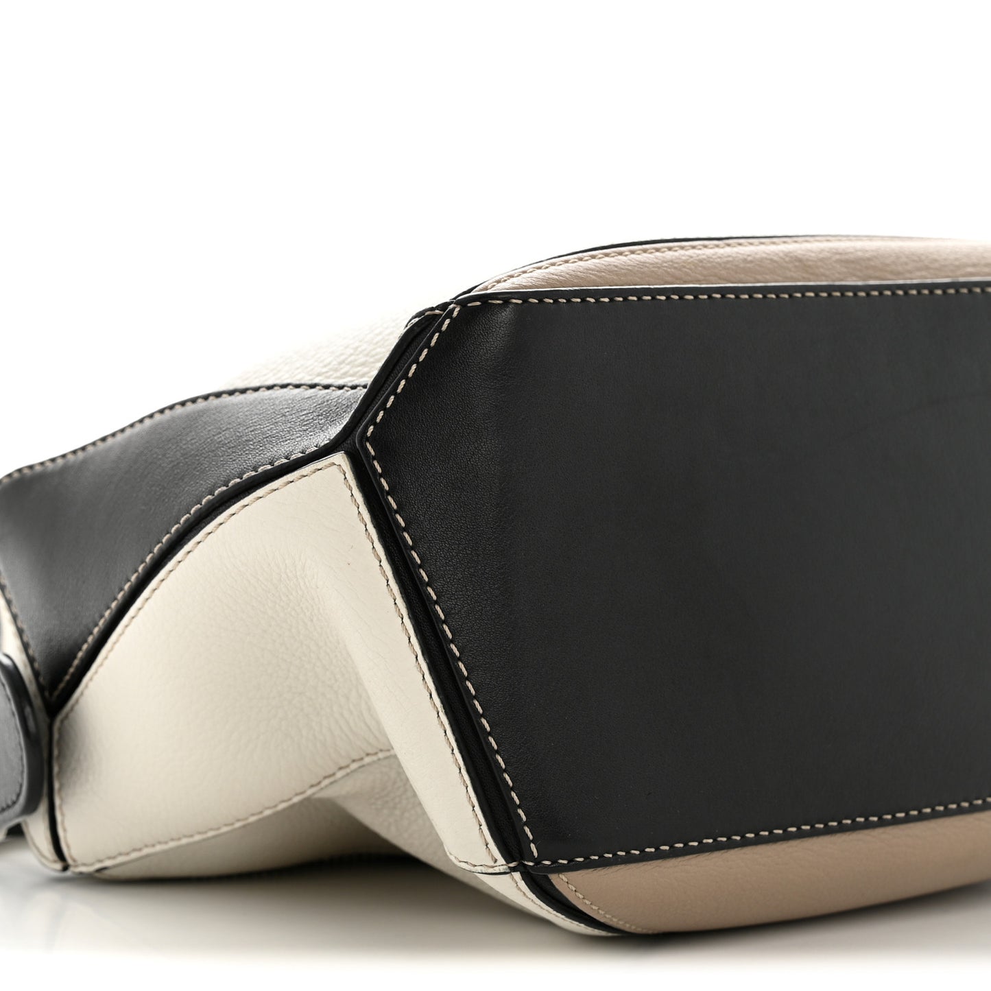 Calfskin Small Puzzle Bag Sand Soft White Black