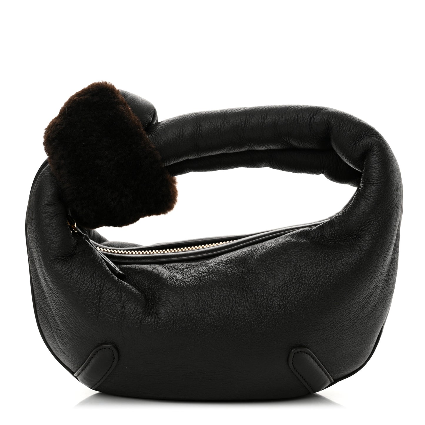 Calfskin Shearling Aviator Mini Jodie Dark Brown Fondant