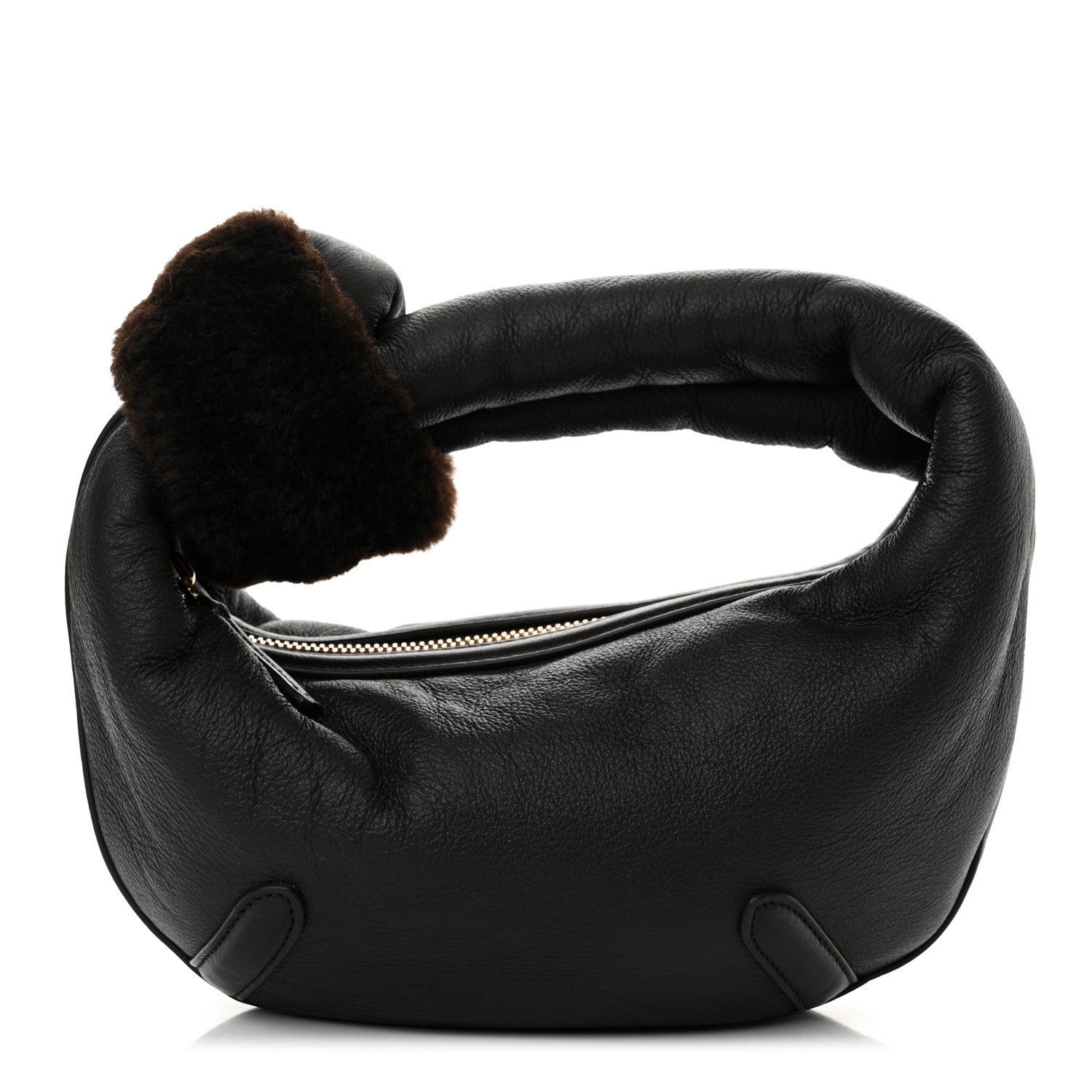 Bottega Veneta Calfskin Shearling Aviator Mini Jodie Dark Brown Fondant 1 of 10