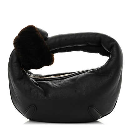 Bottega Veneta Calfskin Shearling Aviator Mini Jodie Dark Brown Fondant 1 of 10