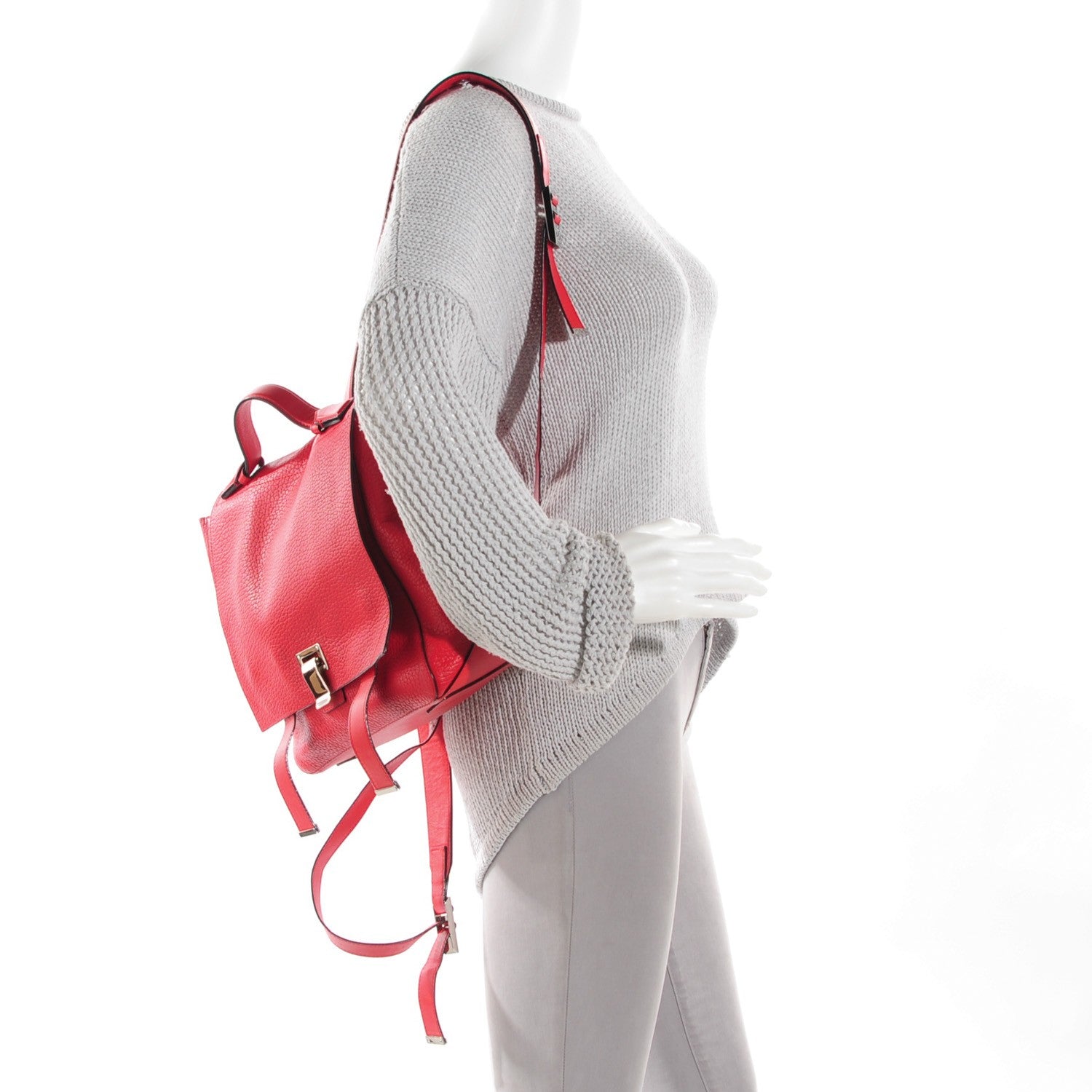 Proenza Schouler Pebbled Calfskin PS Courier Backpack Red 2 of 7