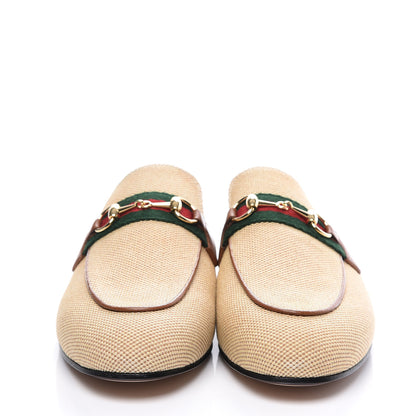 Gucci Canvas Vintage Charlotte Web Princetown Slippers 37.5 Sand Cuir 2 of 9