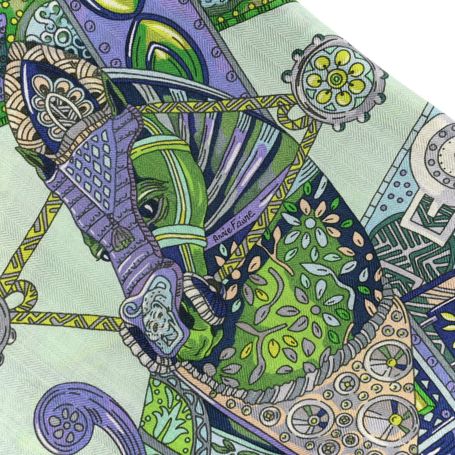 Hermes Cashmere Silk Le Songe De La Licorne Shawl 140 White Vert D'Eau Mauve 5 of 6