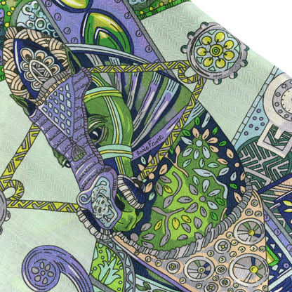 Hermes Cashmere Silk Le Songe De La Licorne Shawl 140 White Vert D'Eau Mauve 5 of 6
