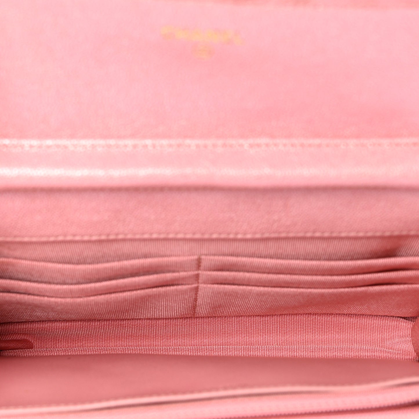Iridescent Caviar Quilted Wallet on Chain WOC Rose Pink