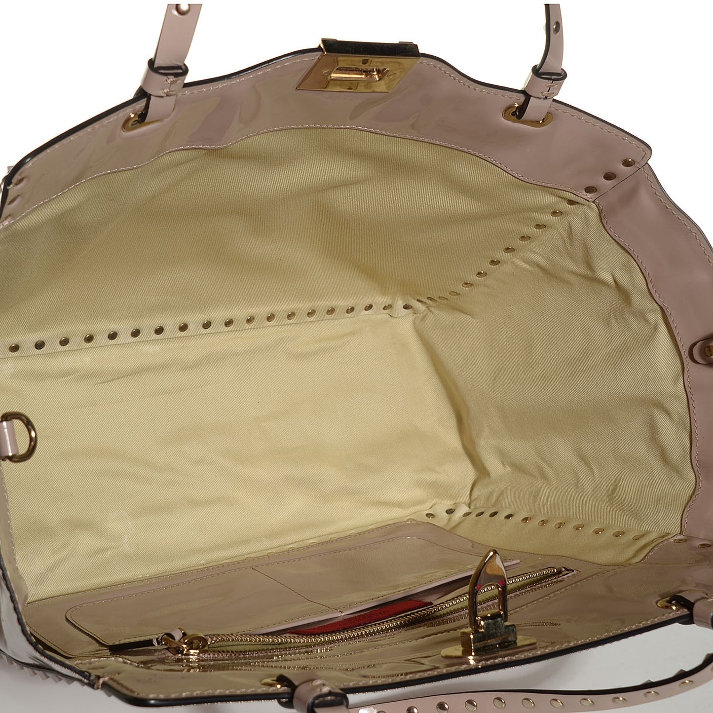 Patent Medium Punkouture Rockstud Tote Poudre