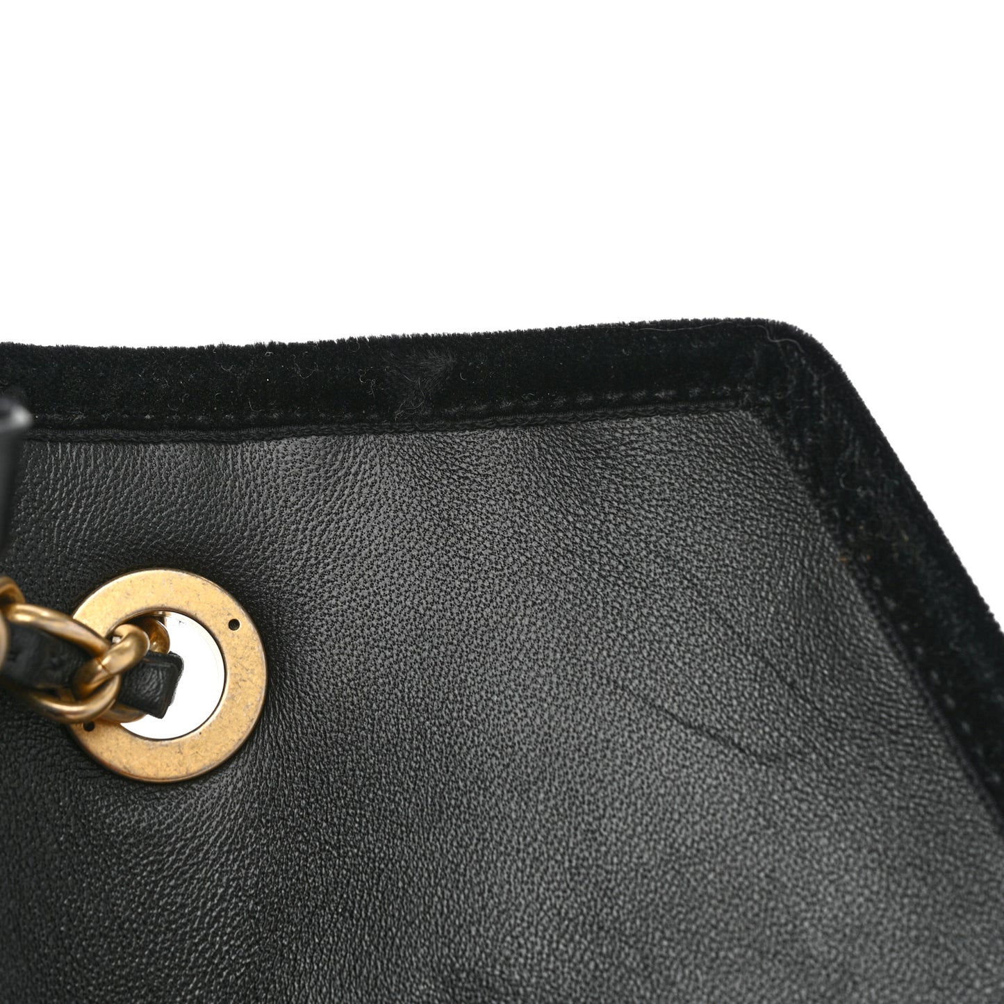 Shearling Checkered Flap Bag Black White